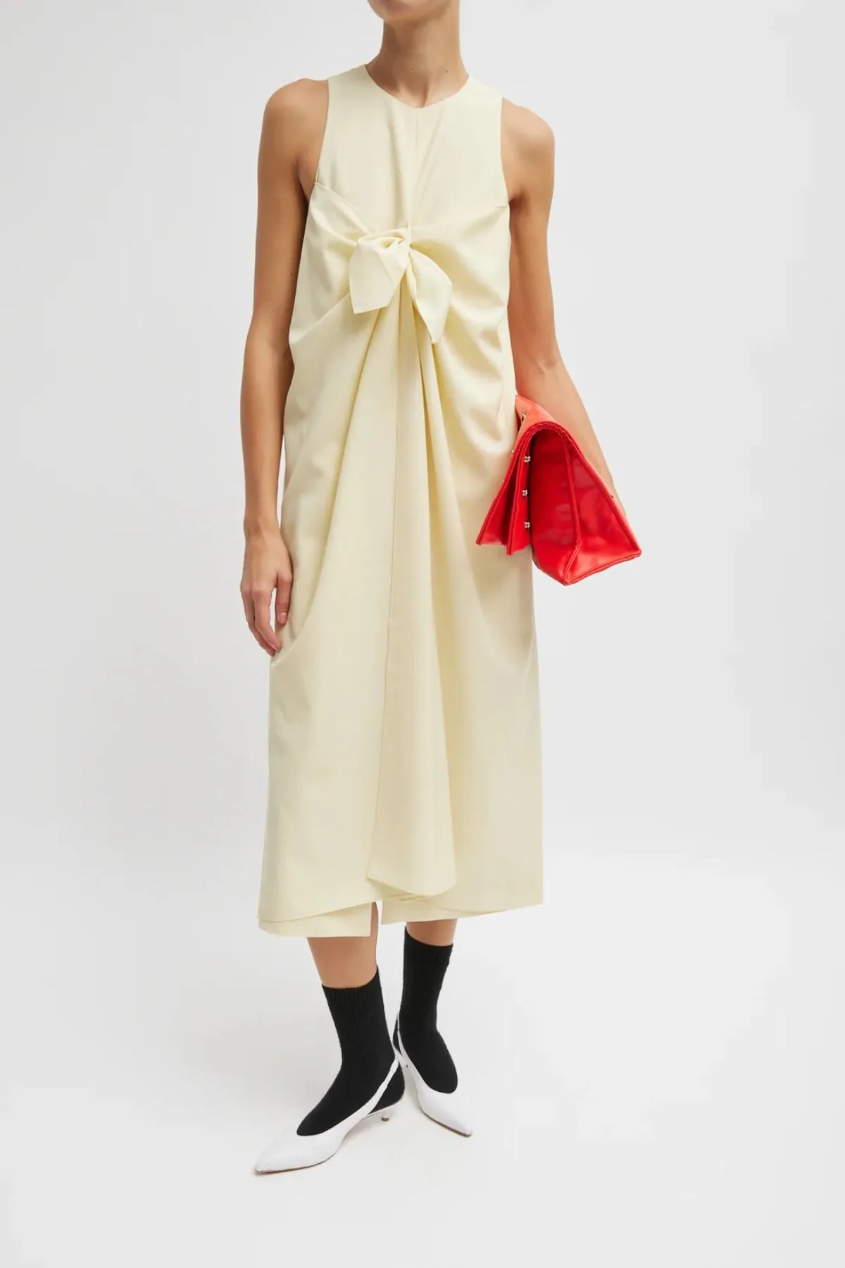 Womens Tibi Tibi Tropical Wool Tie Front Dress - Ivory