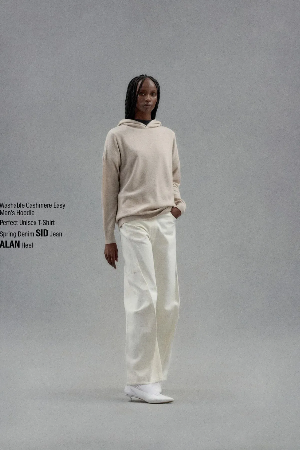 Womens Tibi Tibi Washable Cashmere Easy Men's Hoodie - Oatmeal Melange