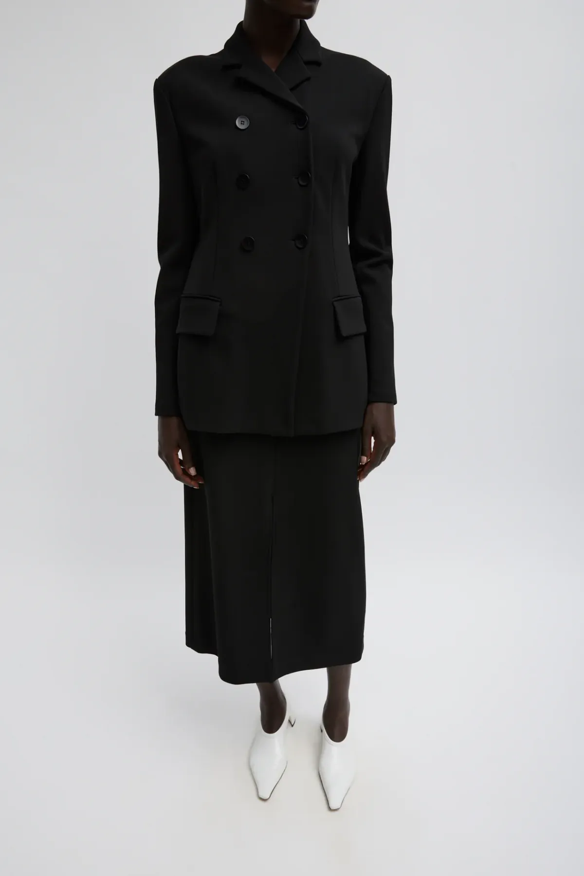 Womens Tibi Tibi Wren Crepe Knit Fitted Blazer - Black
