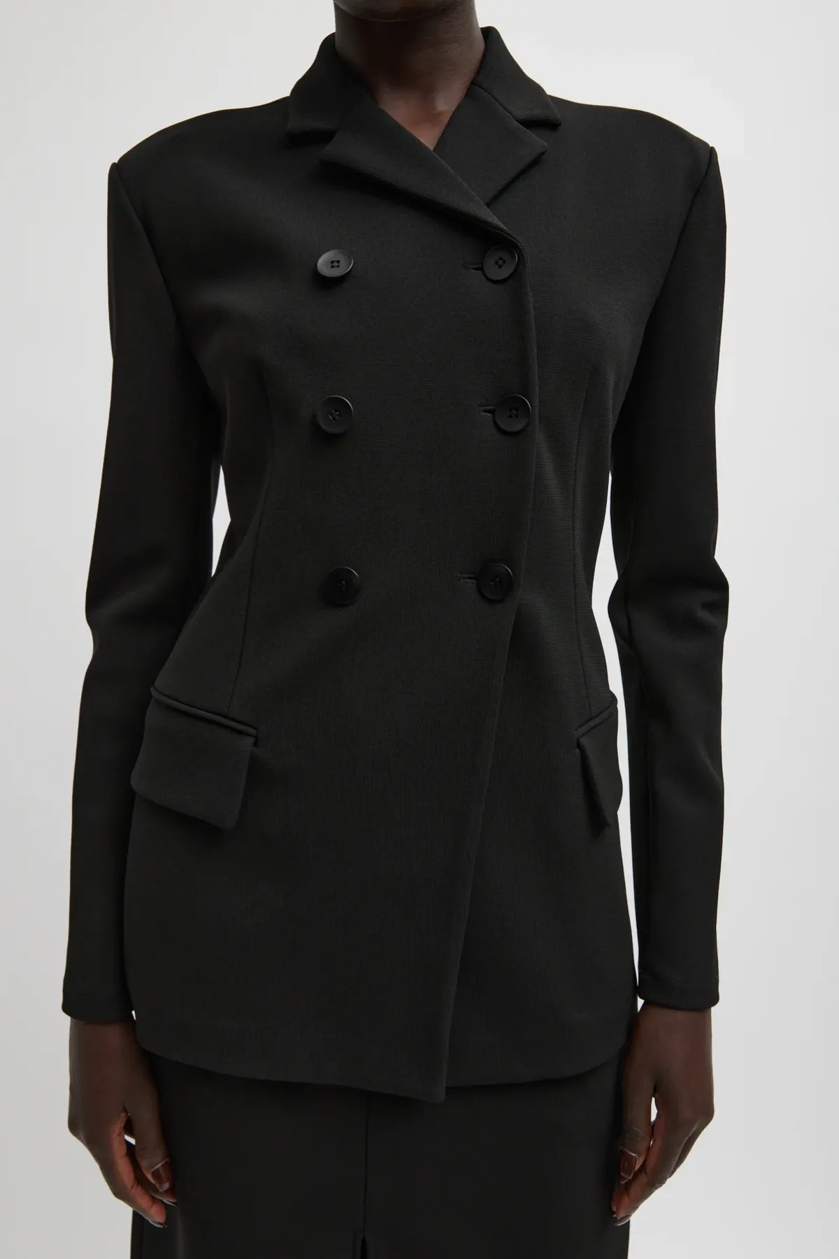 Womens Tibi Tibi Wren Crepe Knit Fitted Blazer - Black