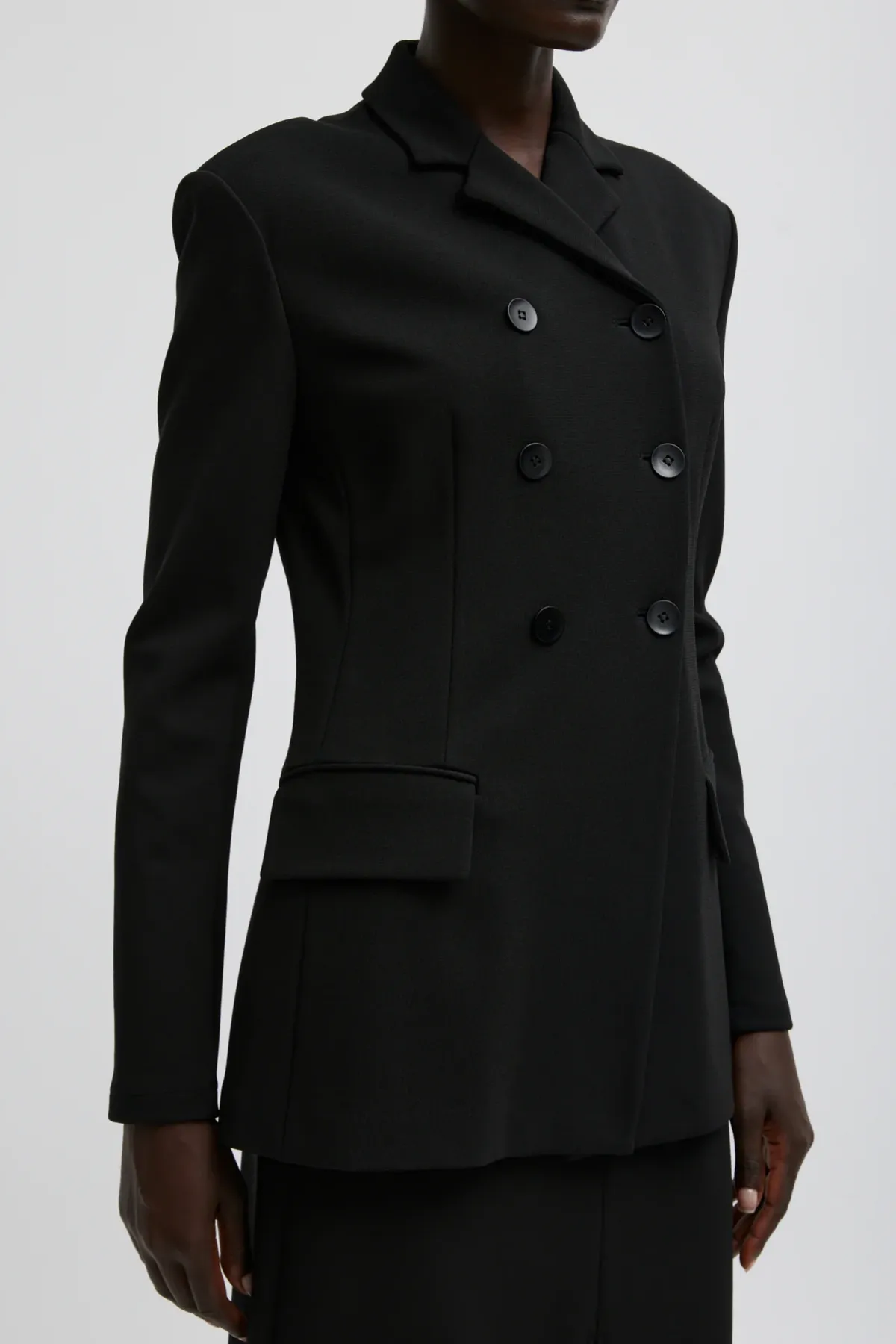 Womens Tibi Tibi Wren Crepe Knit Fitted Blazer - Black
