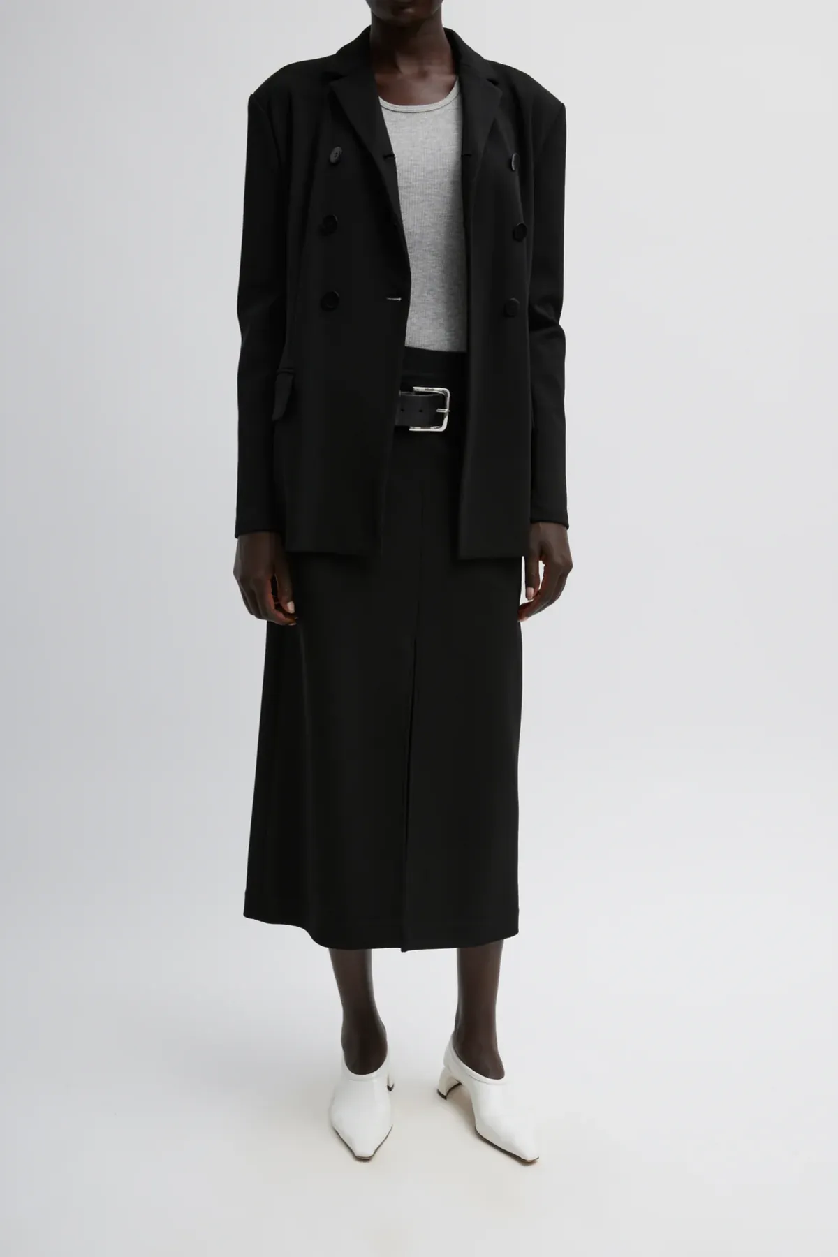 Womens Tibi Tibi Wren Crepe Knit Fitted Blazer - Black