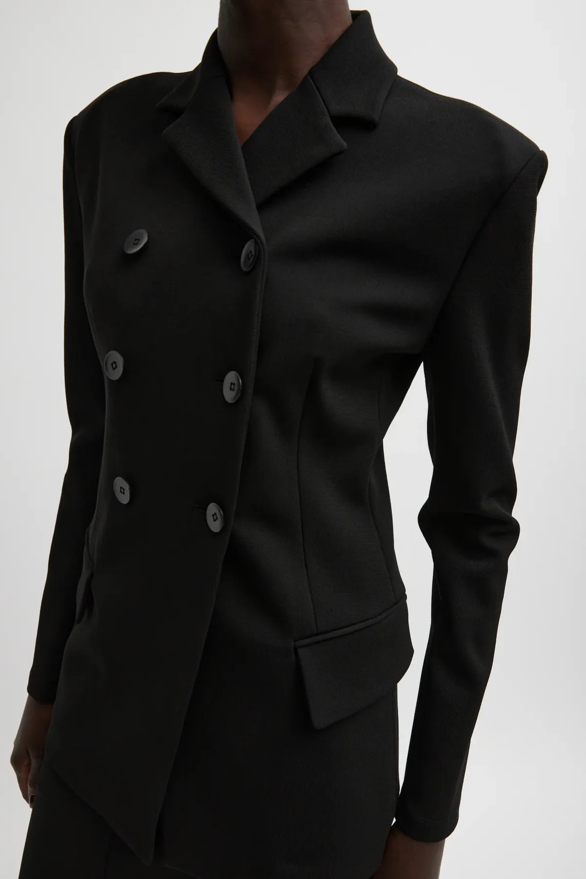 Womens Tibi Tibi Wren Crepe Knit Fitted Blazer - Black