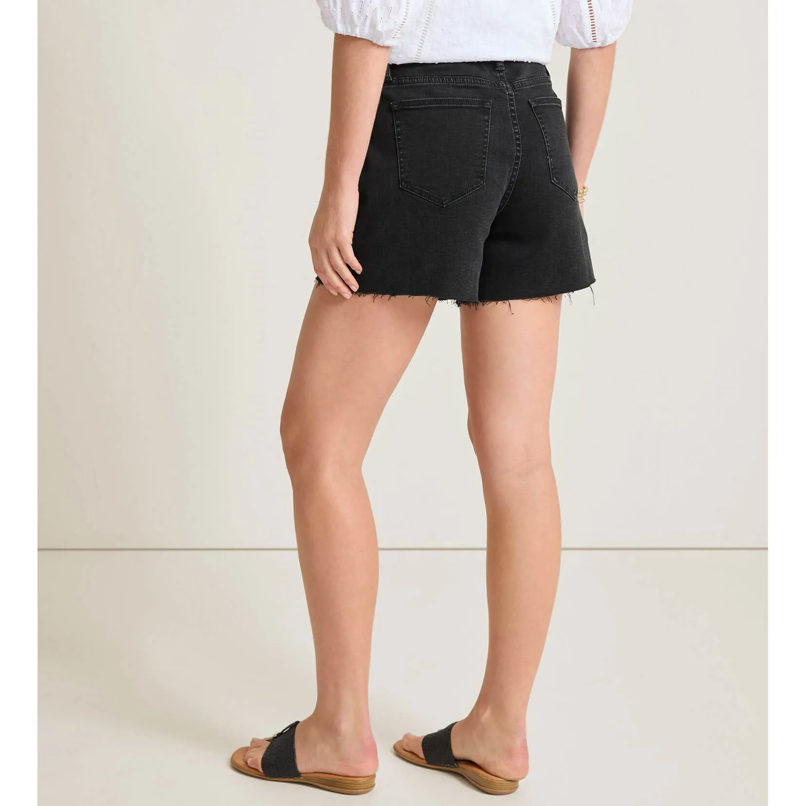 Womens Tommy Bahama Sportswear Tommy Bahama Women's 5-Inch Black Relaxed Denim Shorts - Coastal Black Wash