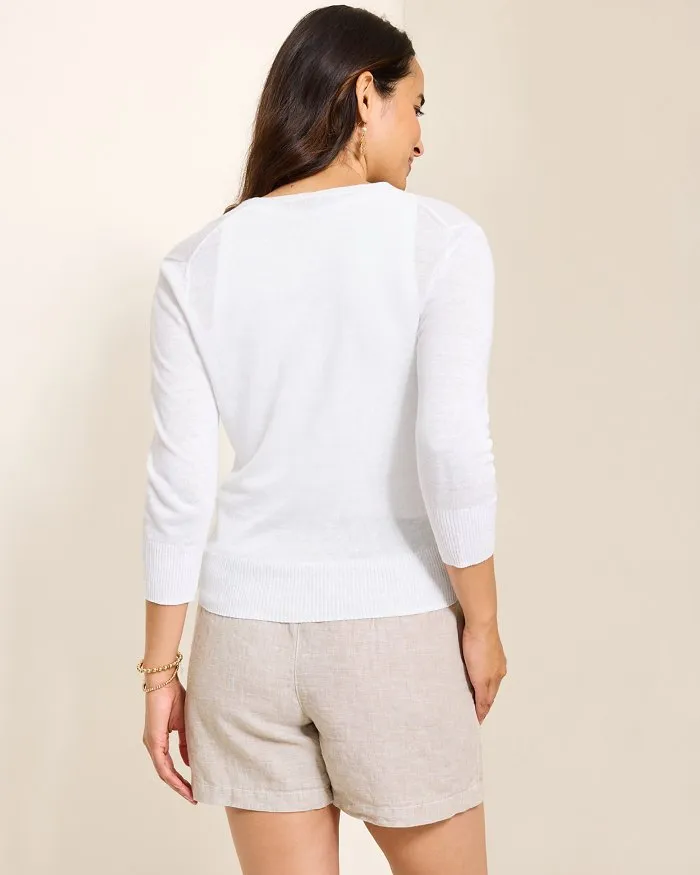 Womens Tommy Bahama Sportswear Tommy Bahama Women's Addison Linen Rayon Cardigan - White