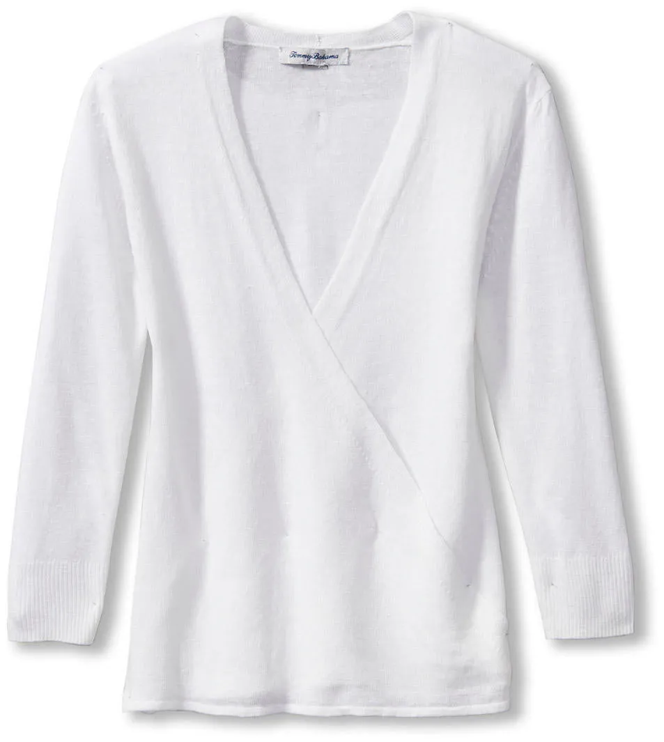 Womens Tommy Bahama Sportswear Tommy Bahama Women's Addison Linen Rayon Cardigan - White