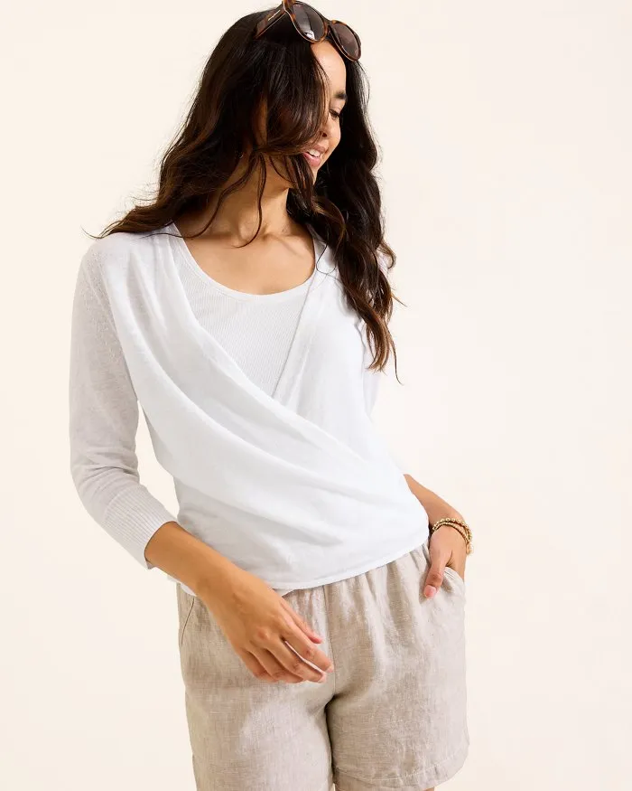 Womens Tommy Bahama Sportswear Tommy Bahama Women's Addison Linen Rayon Cardigan - White