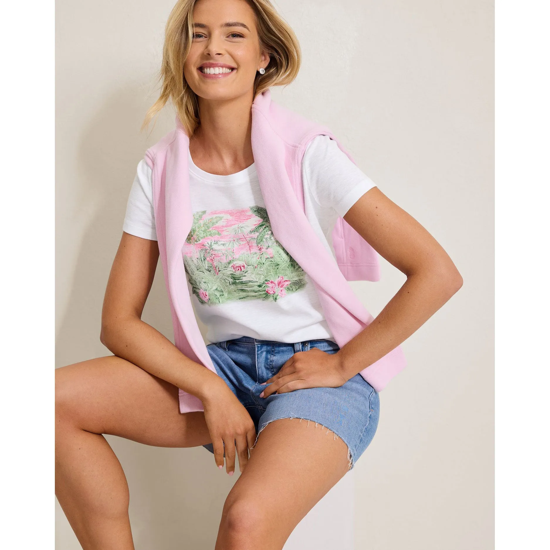 Womens Tommy Bahama Sportswear Tommy Bahama Women's Ashby Isles Garden Villa T-Shirt - White