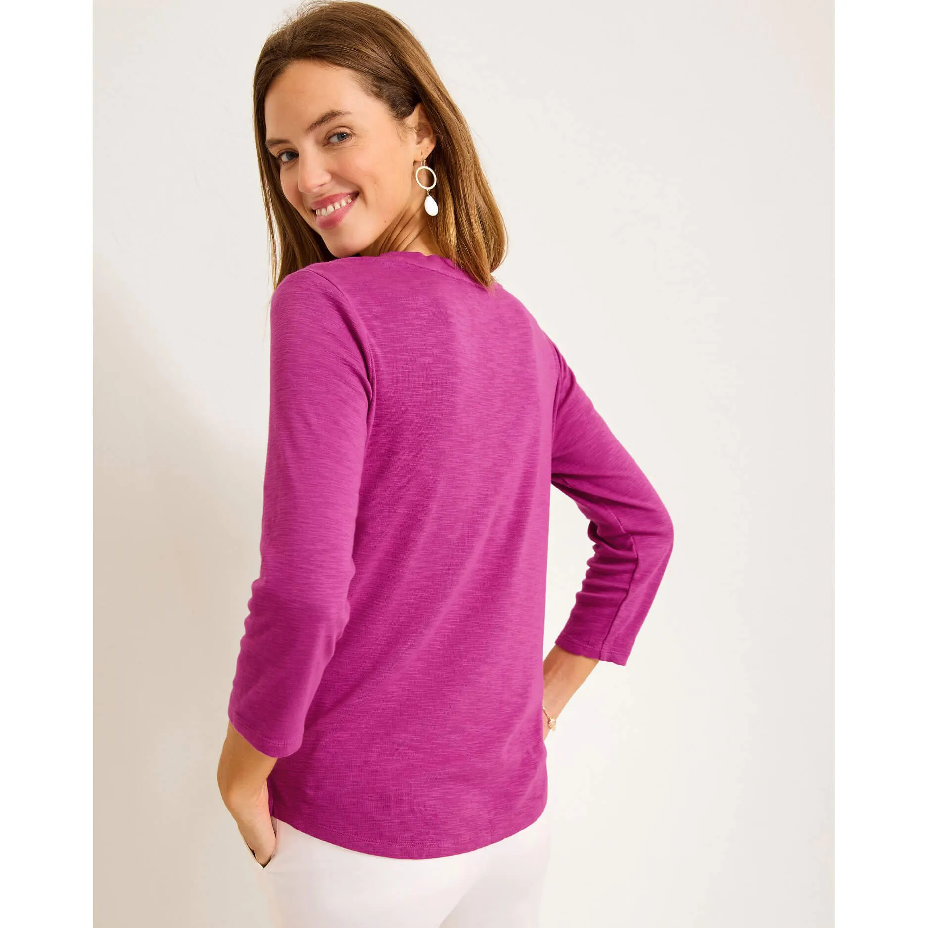 Womens Tommy Bahama Sportswear Tommy Bahama Women's Ashby Isles Rib 3/4 Sleeve Scoop T-Shirt - Island Sunset