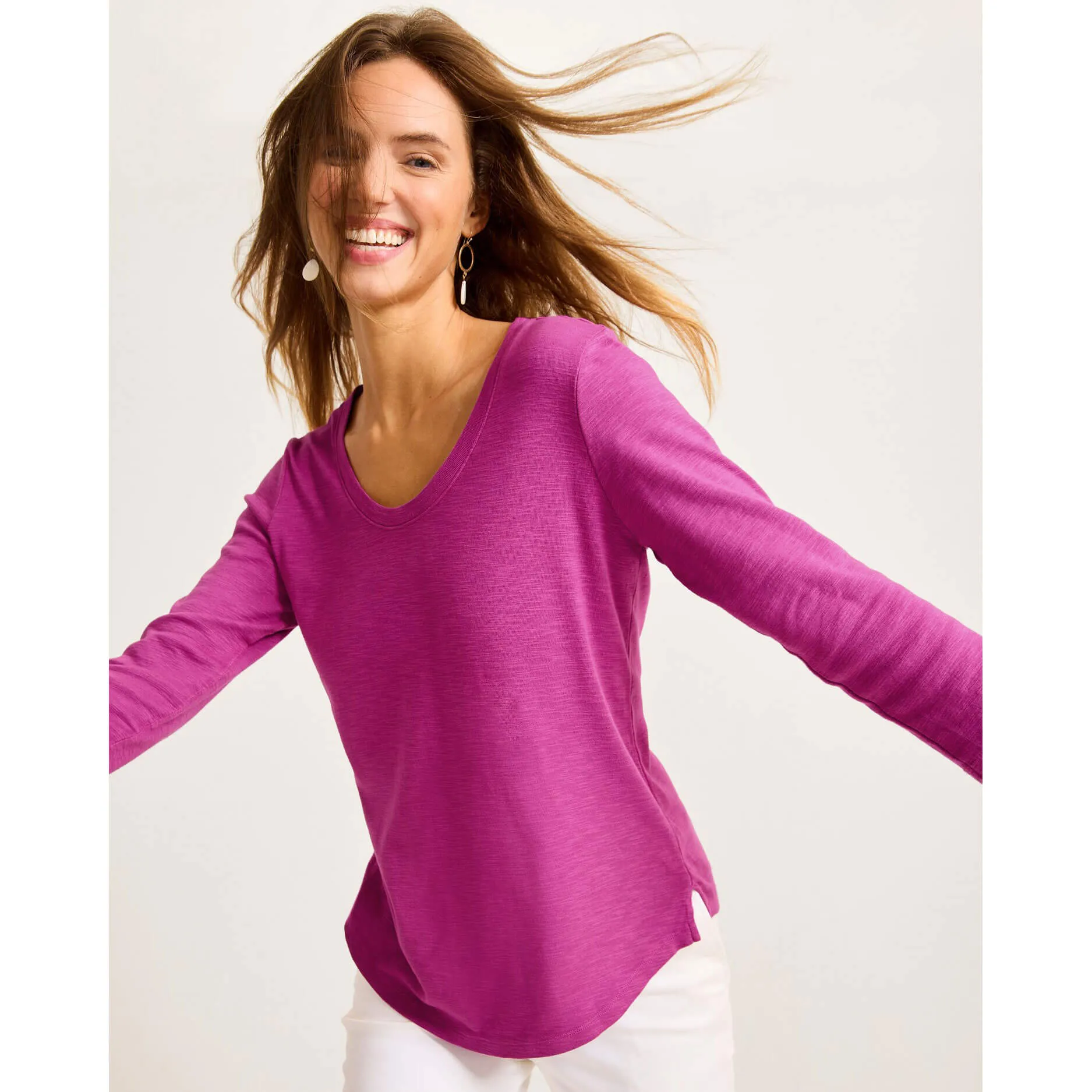 Womens Tommy Bahama Sportswear Tommy Bahama Women's Ashby Isles Rib 3/4 Sleeve Scoop T-Shirt - Island Sunset