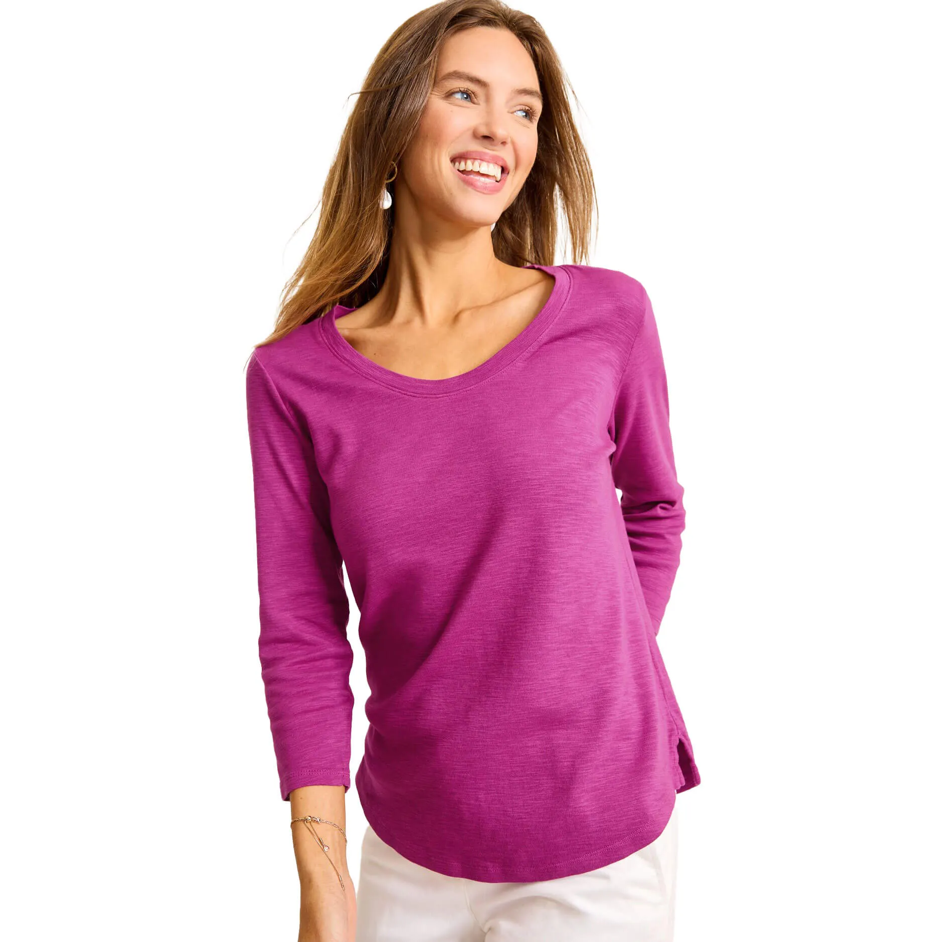 Womens Tommy Bahama Sportswear Tommy Bahama Women's Ashby Isles Rib 3/4 Sleeve Scoop T-Shirt - Island Sunset