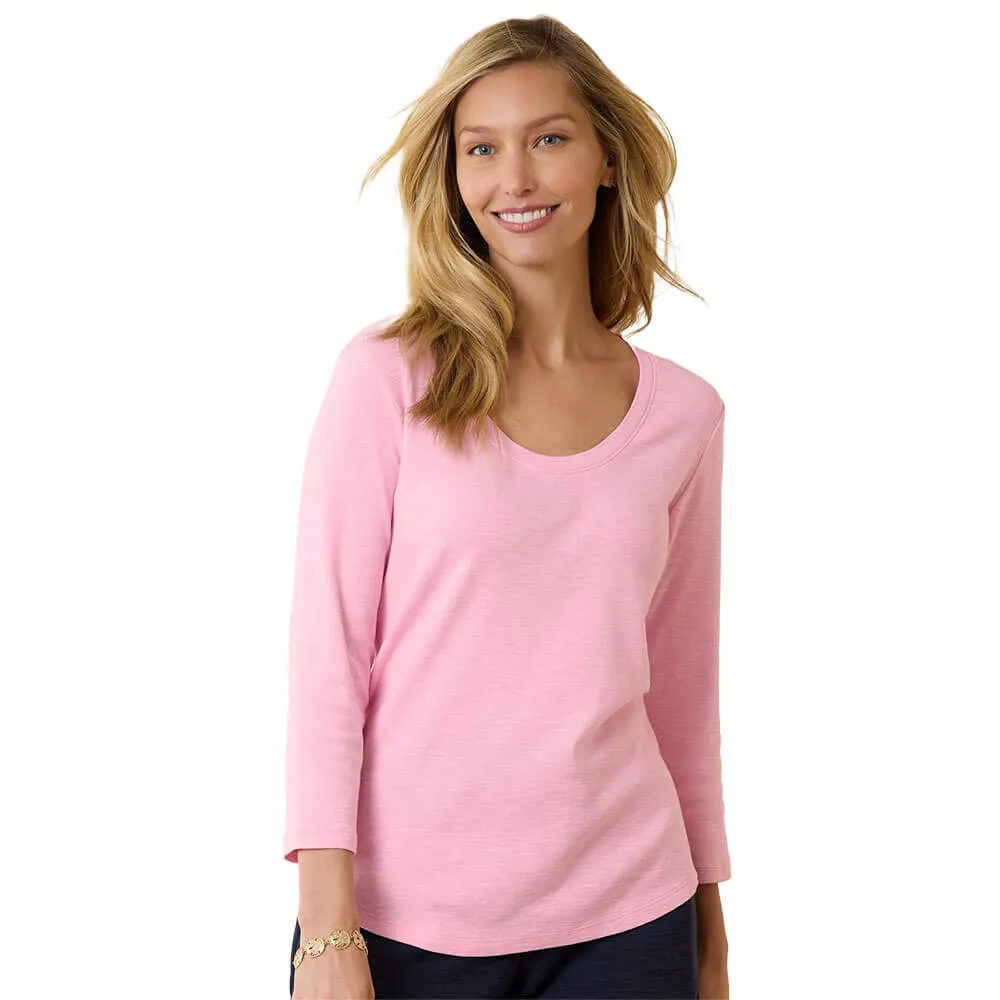 Womens Tommy Bahama Sportswear Tommy Bahama Women's Ashby Isles Rib 3/4 Sleeve Scoop T-Shirt - Primrose Pink