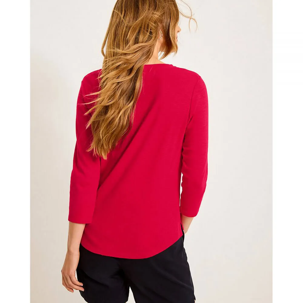 Womens Tommy Bahama Sportswear Tommy Bahama Women's Ashby Isles Rib 3/4 Sleeve Scoop T-Shirt - Tango Red