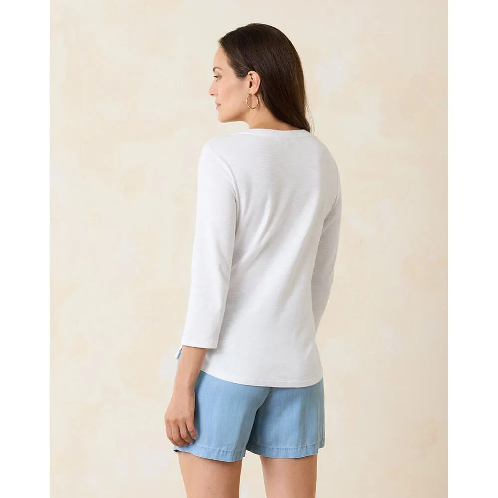 Womens Tommy Bahama Sportswear Tommy Bahama Women's Ashby Isles Rib 3/4 Sleeve Scoop T-Shirt - White*