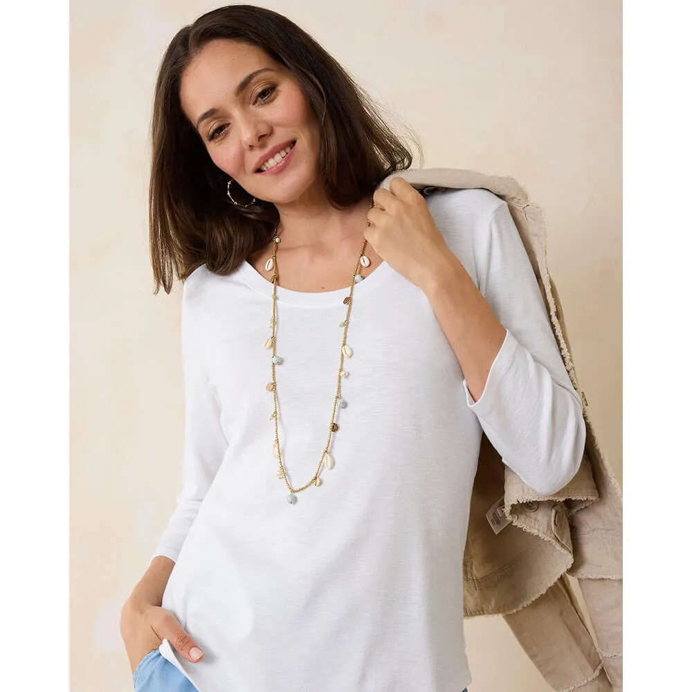 Womens Tommy Bahama Sportswear Tommy Bahama Women's Ashby Isles Rib 3/4 Sleeve Scoop T-Shirt - White*
