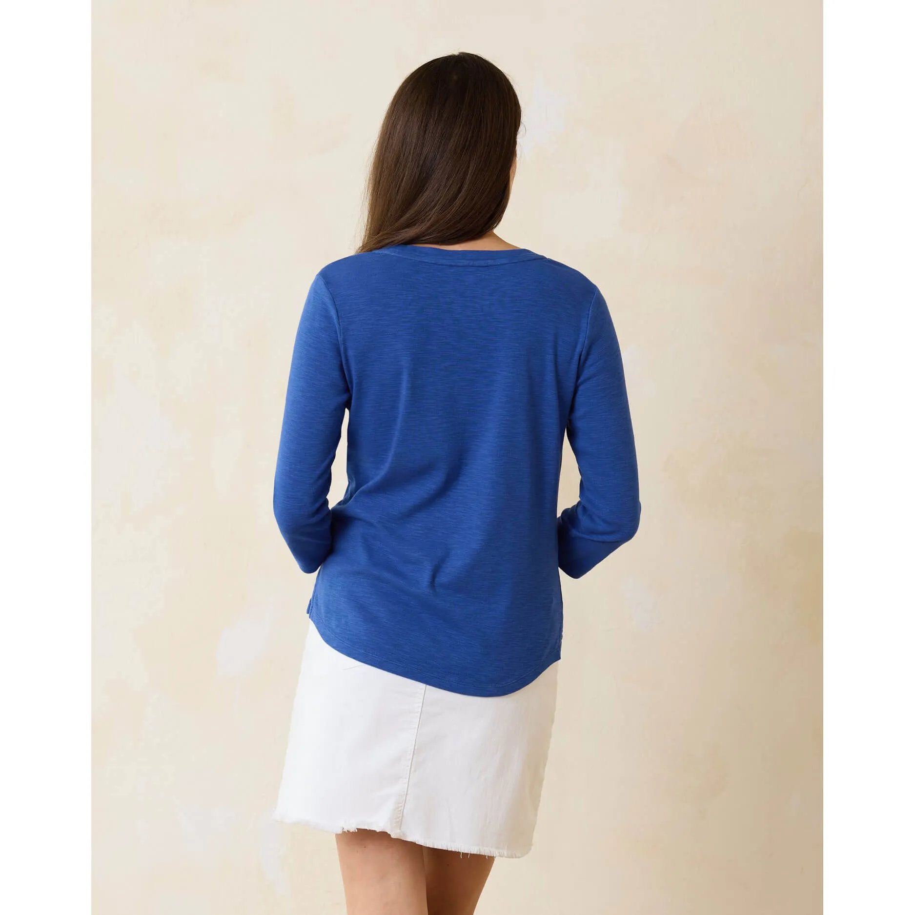Womens Tommy Bahama Sportswear Tommy Bahama Women's Ashby Isles Rib 3/4 Sleeve Scoop Top - Cobalt Haze