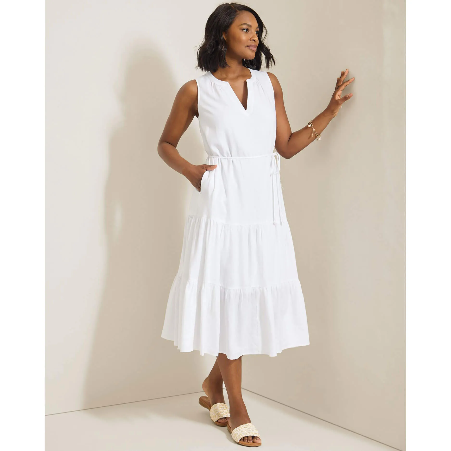 Womens Tommy Bahama Sportswear Tommy Bahama Women's Coastal Tide Sleeveless Sun Dress - White