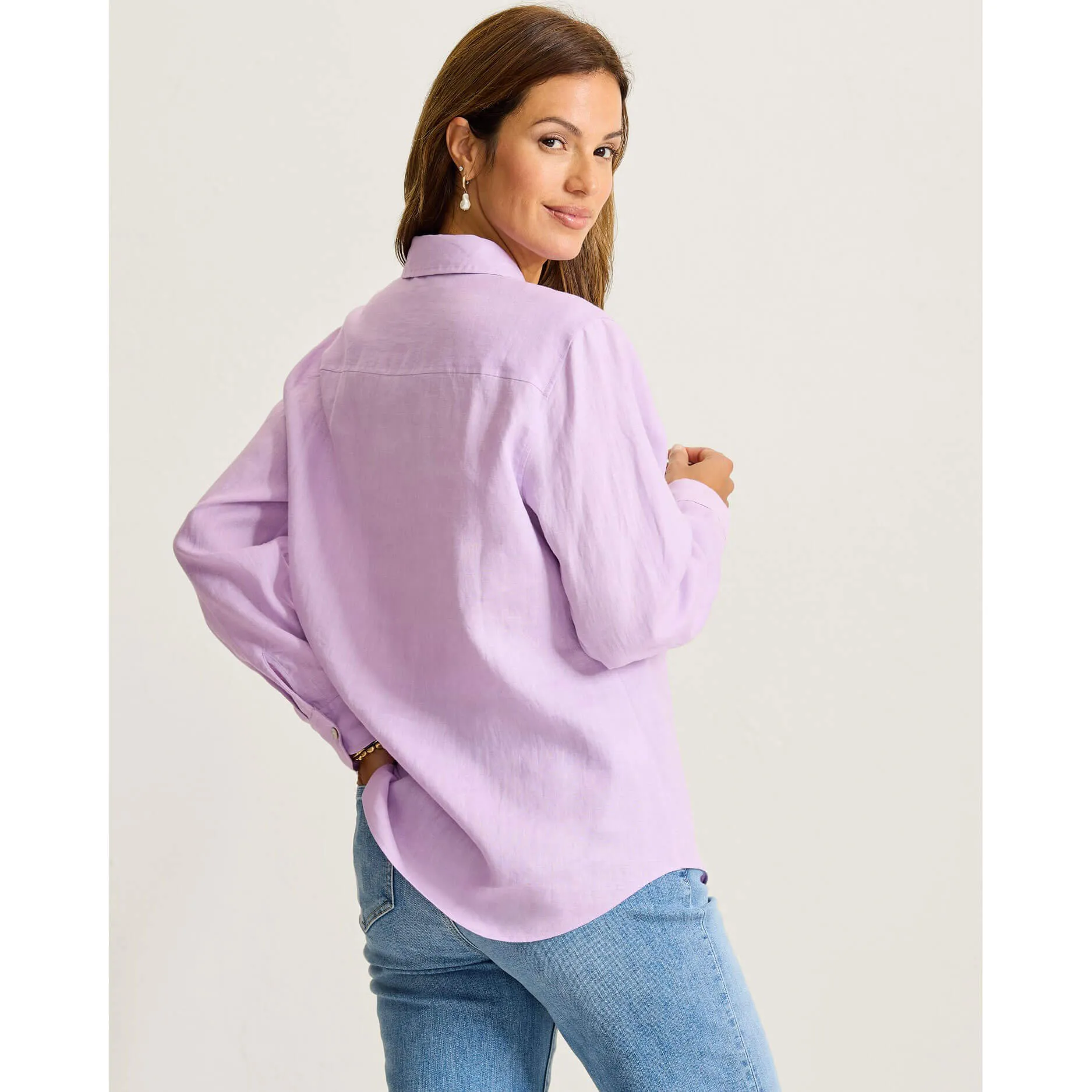 Womens Tommy Bahama Sportswear Tommy Bahama Women's Coastalina Relaxed Long Sleeve Linen Top - Sleepy Violet