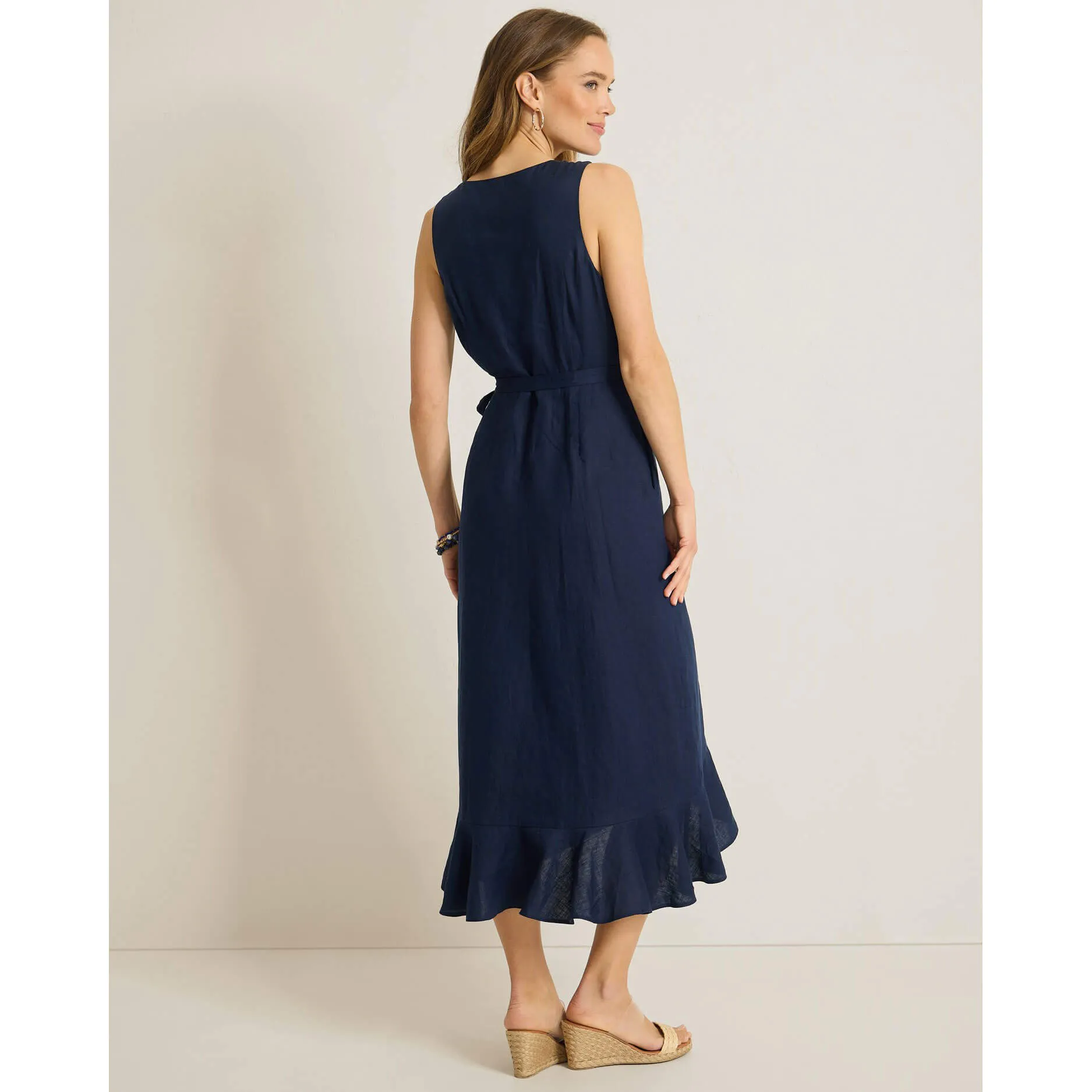 Womens Tommy Bahama Sportswear Tommy Bahama Women's Coastalina Sleeveless Linen Wrap Midi Dress - Coastline