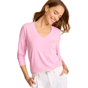 Womens Tommy Bahama Sportswear Tommy Bahama Women's Kauai Jersey Long Sleeve V-Neck T-Shirt - Primrose Pink