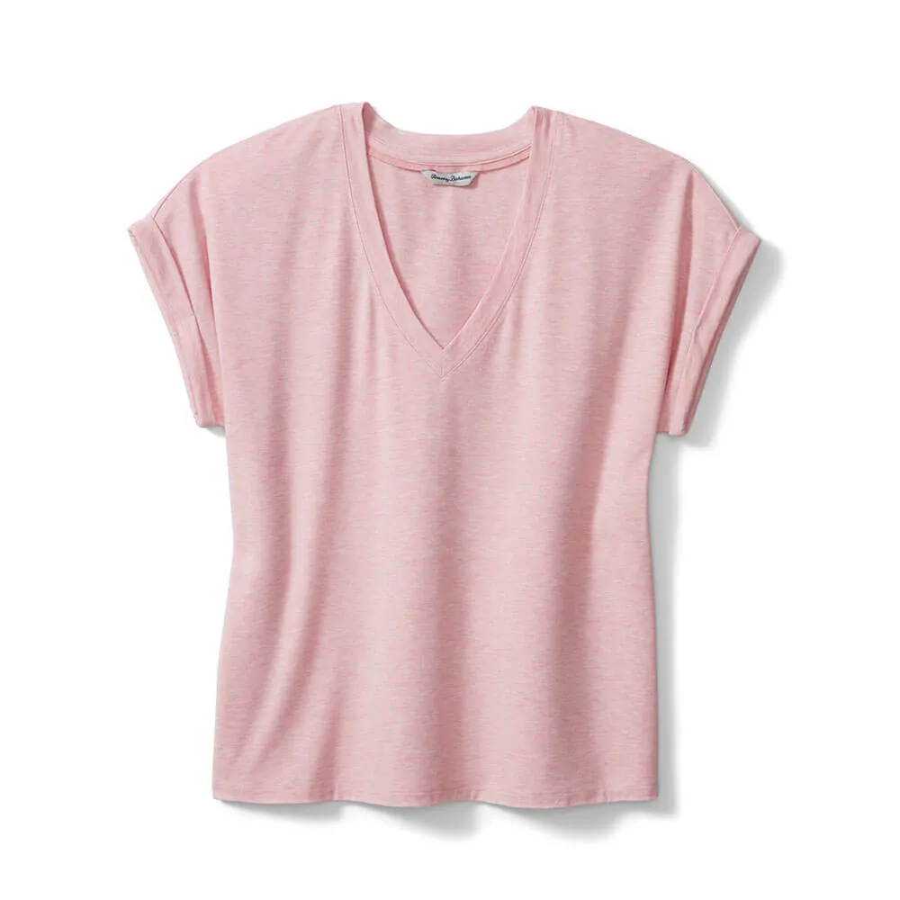 Womens Tommy Bahama Sportswear Tommy Bahama Women's Kauai Jersey V-Neck T-Shirt - Bikini Heather*