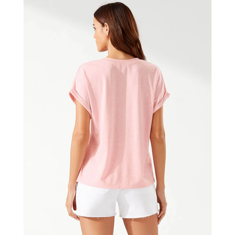 Womens Tommy Bahama Sportswear Tommy Bahama Women's Kauai Jersey V-Neck T-Shirt - Bikini Heather*