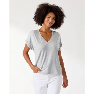 Womens Tommy Bahama Sportswear Tommy Bahama Women's Kauai Jersey V-Neck T-Shirt - Silver Streak Heather