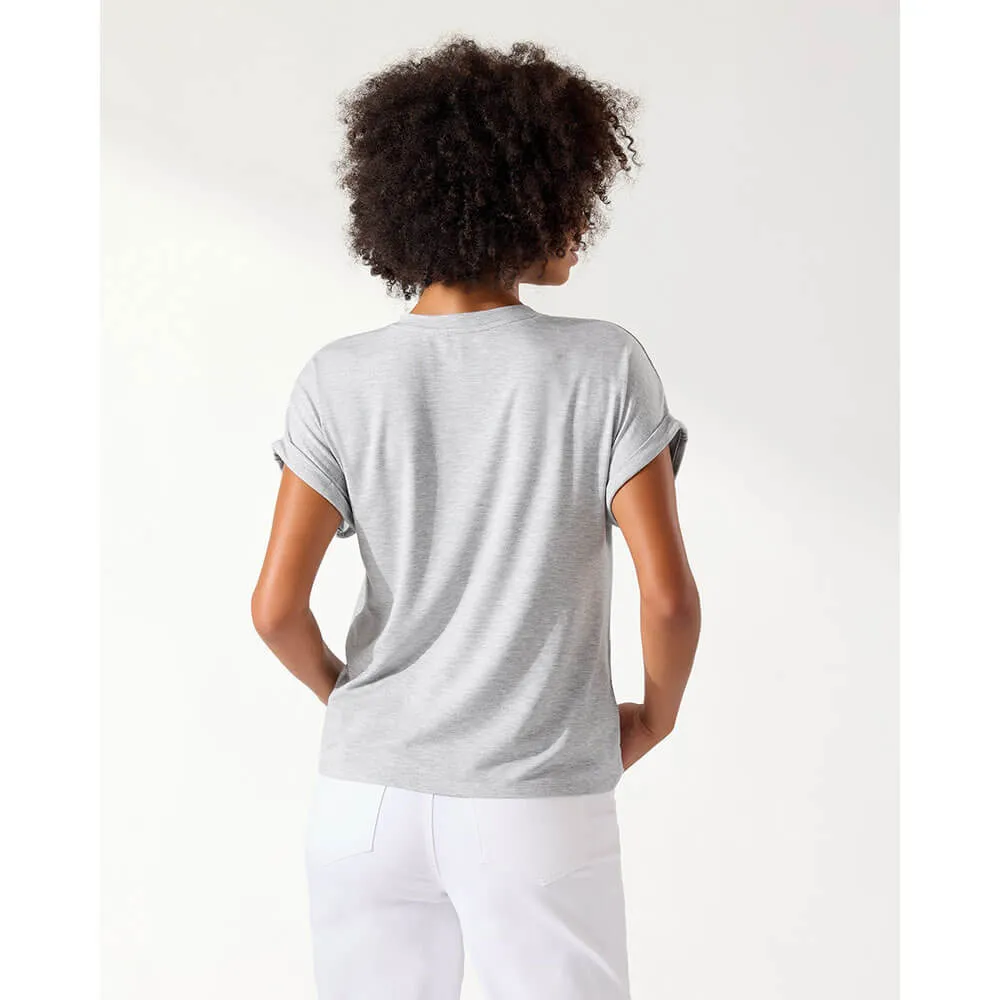 Womens Tommy Bahama Sportswear Tommy Bahama Women's Kauai Jersey V-Neck T-Shirt - Silver Streak Heather