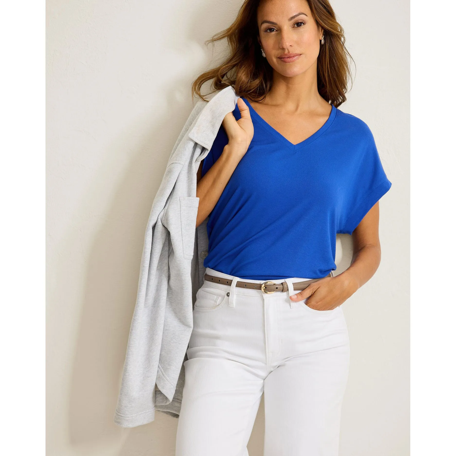 Womens Tommy Bahama Sportswear Tommy Bahama Women's Kauai V-Neck Short Sleeve Top - Cobalt Haze