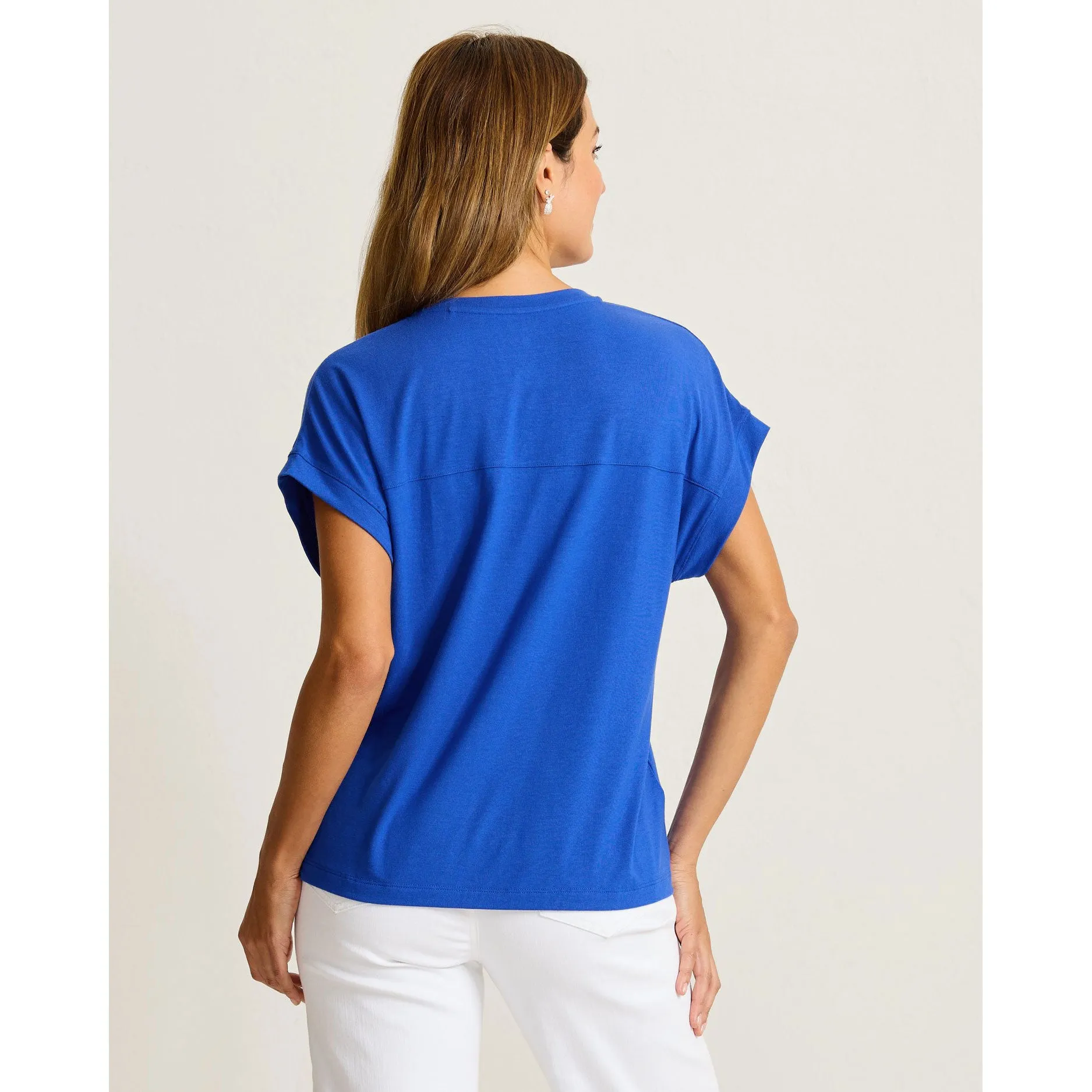 Womens Tommy Bahama Sportswear Tommy Bahama Women's Kauai V-Neck Short Sleeve Top - Cobalt Haze