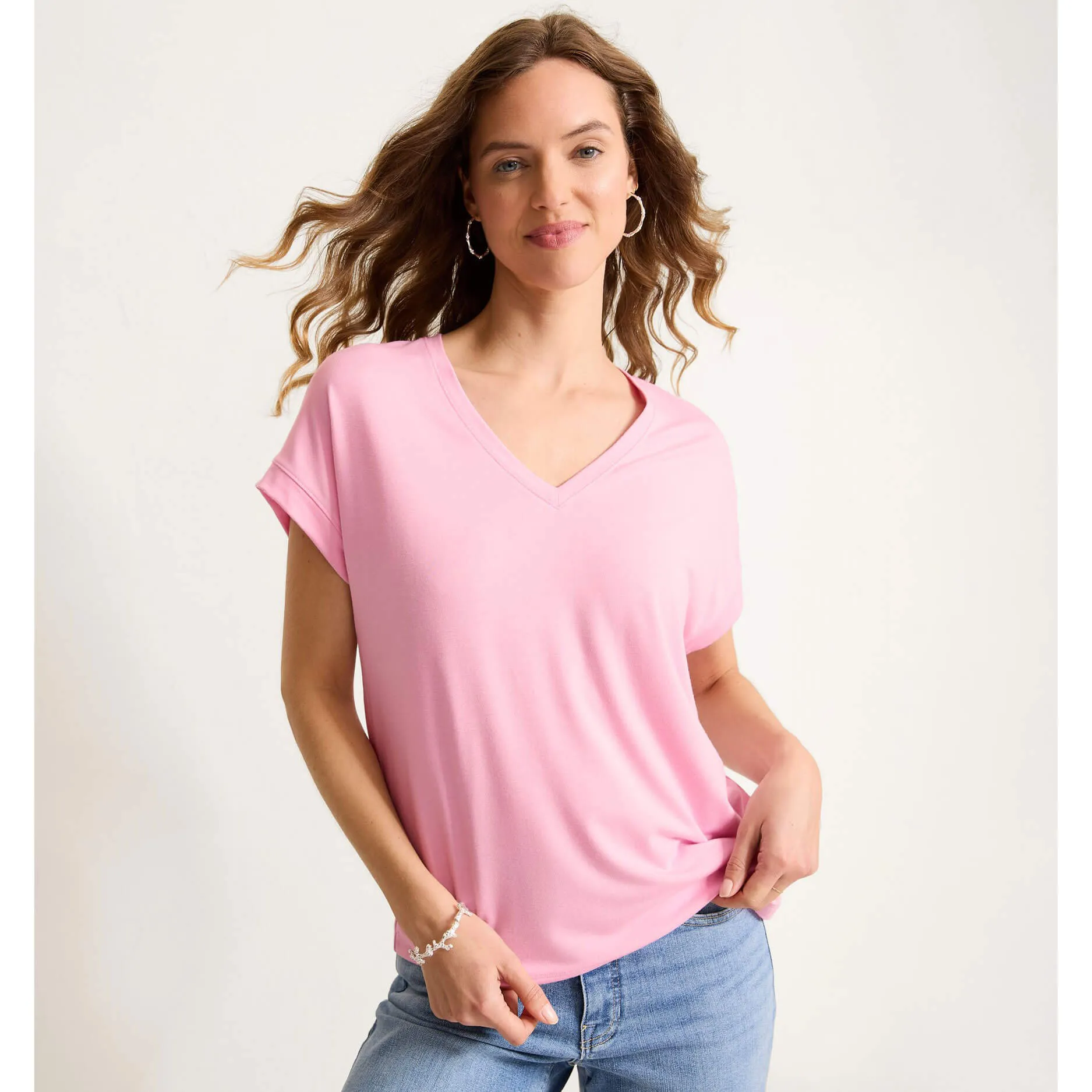 Womens Tommy Bahama Sportswear Tommy Bahama Women's Kauai V-Neck Short Sleeve Top - Primrose Pink