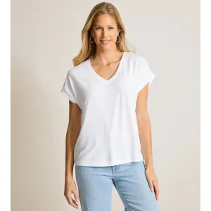 Womens Tommy Bahama Sportswear Tommy Bahama Women's Kauai V-Neck Short Sleeve Top - White