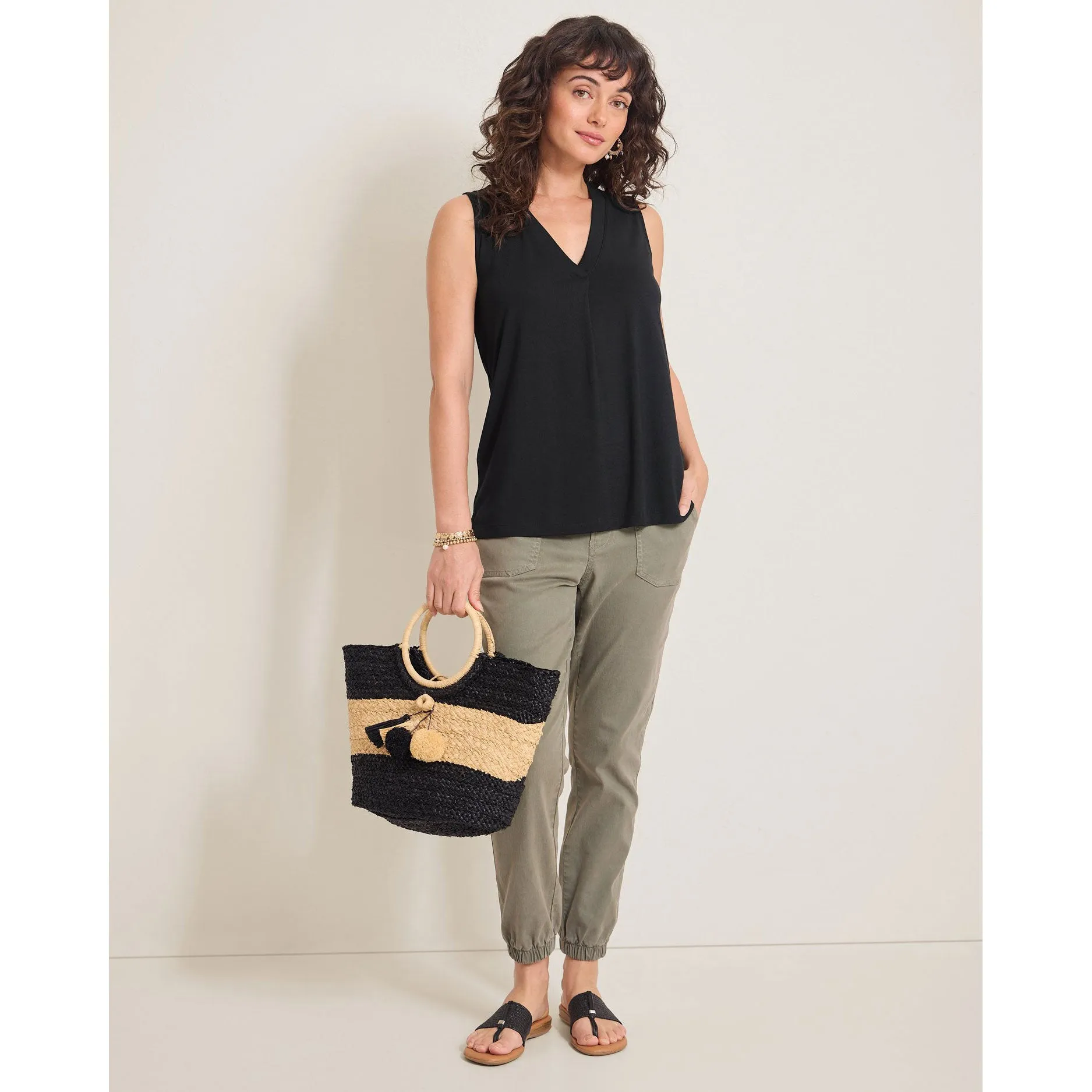 Womens Tommy Bahama Sportswear Tommy Bahama Women's Kauai V-Neck Tank Top - Black