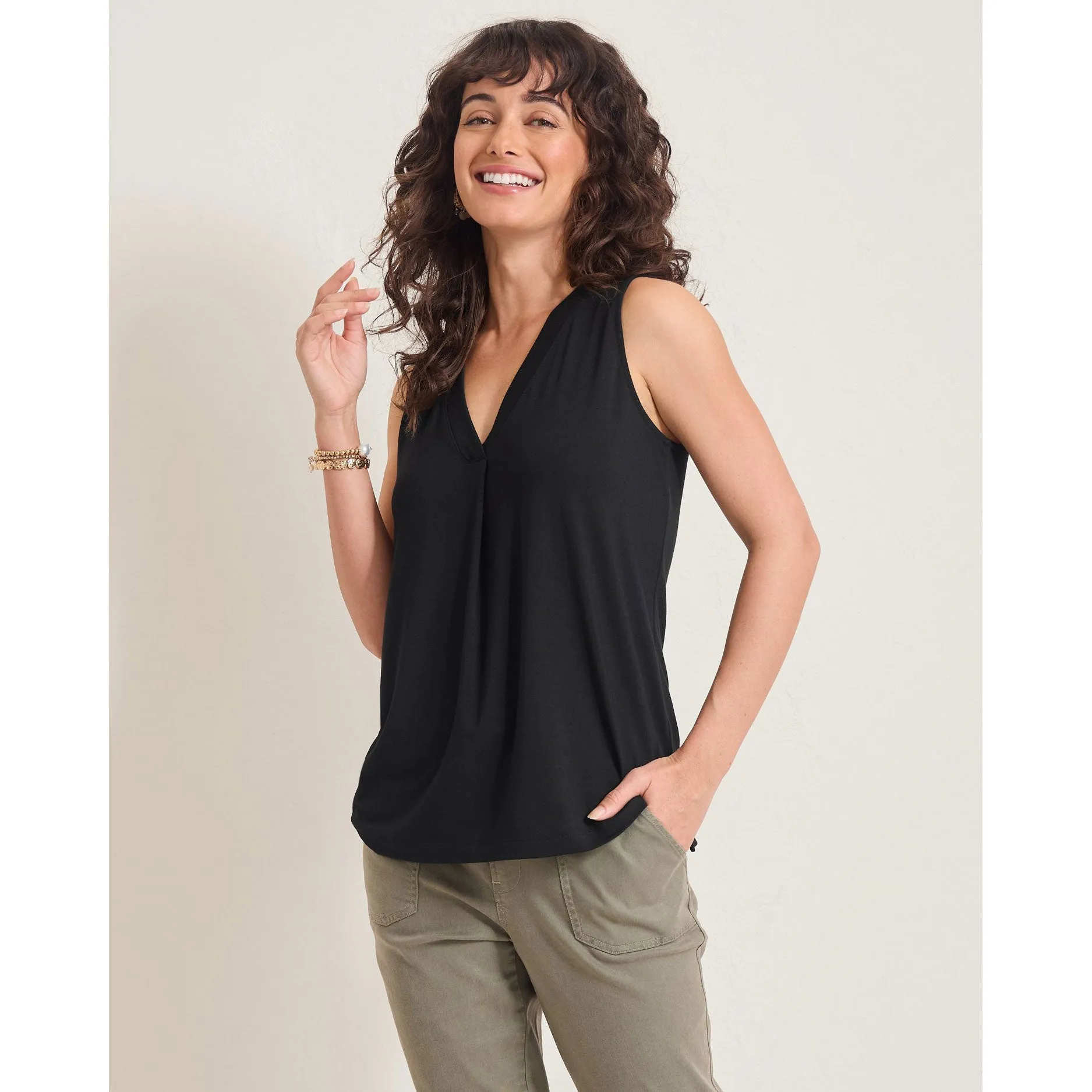 Womens Tommy Bahama Sportswear Tommy Bahama Women's Kauai V-Neck Tank Top - Black