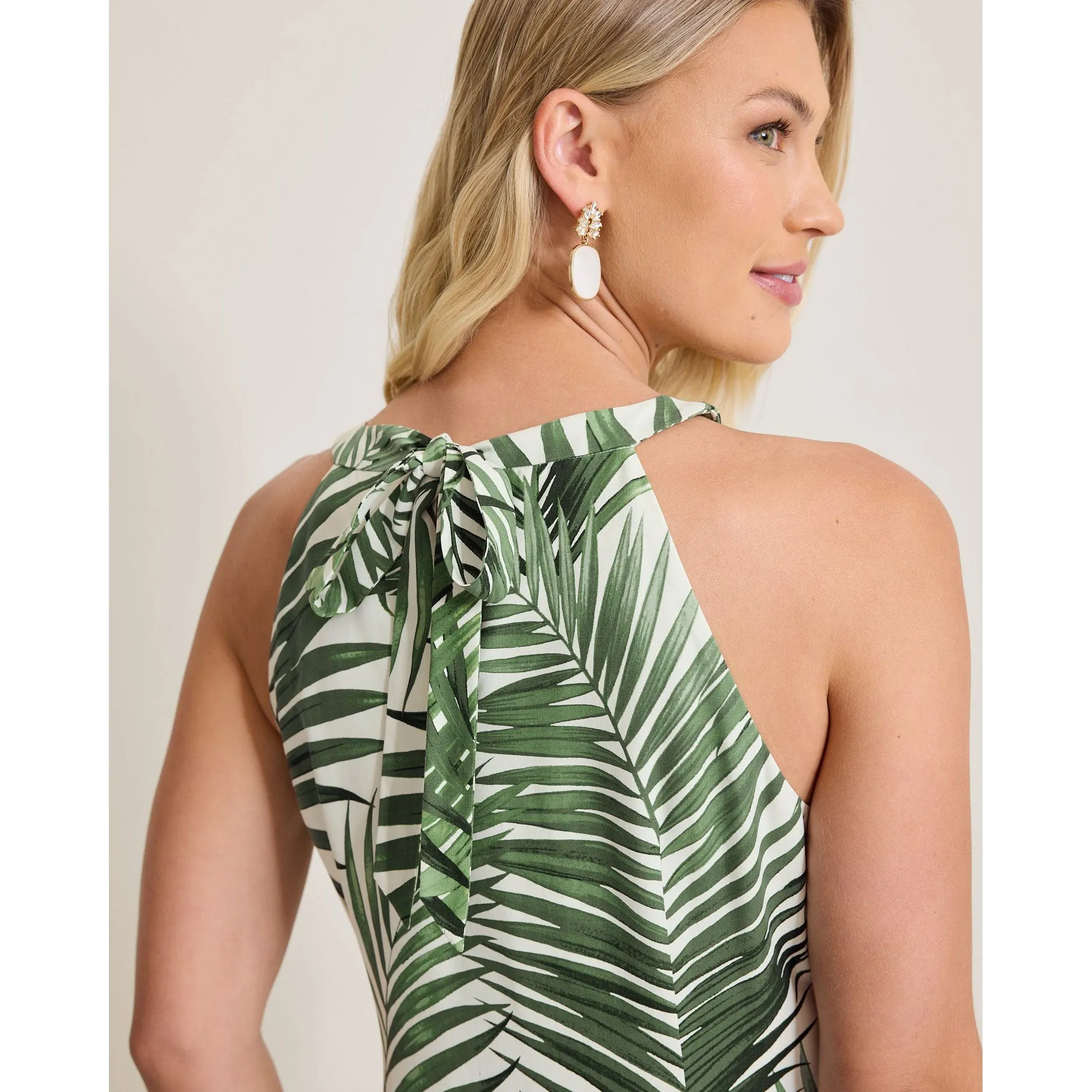 Womens Tommy Bahama Sportswear Tommy Bahama Women's Leaf Of Luxury Sleeveless Silk Short Dress - Coconut