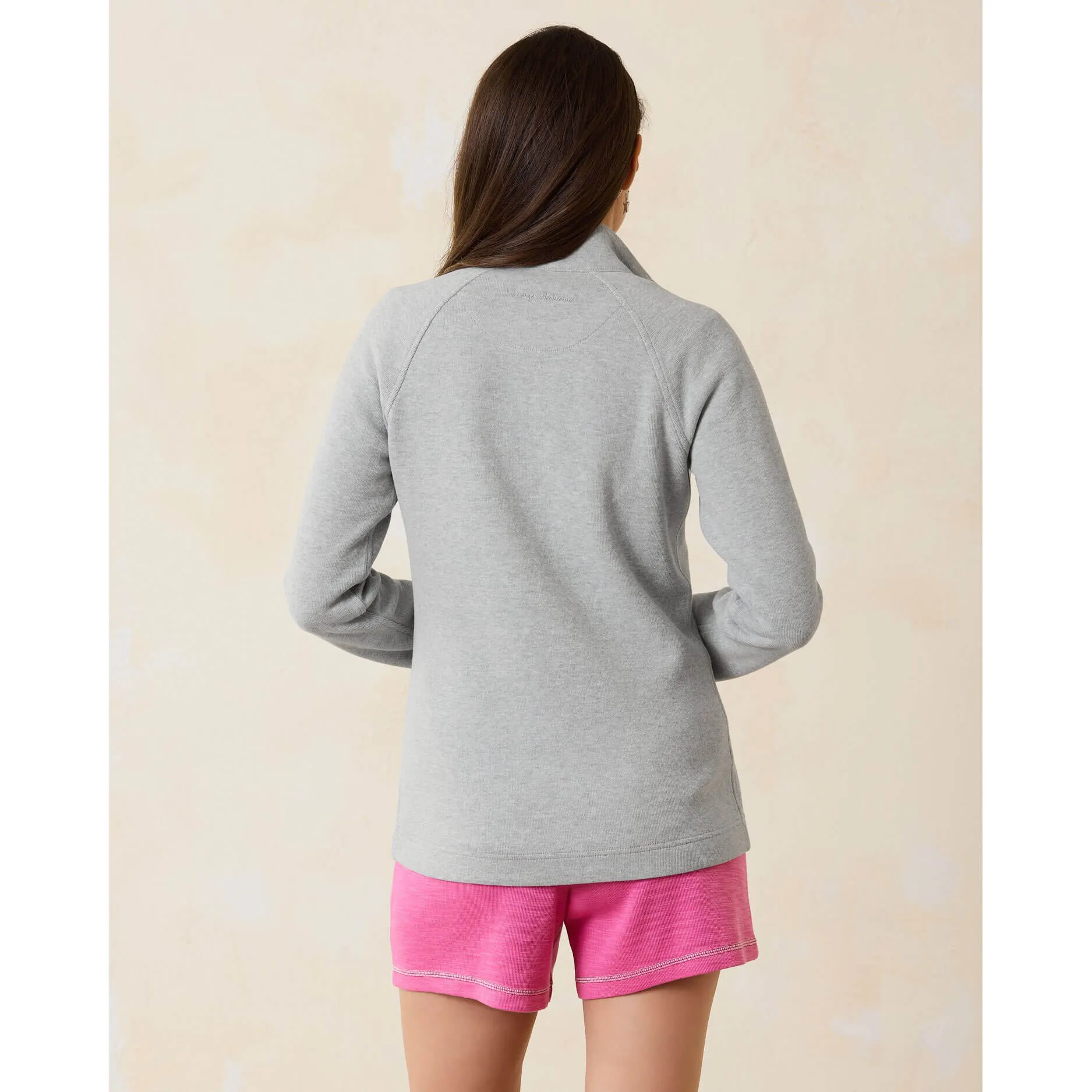 Womens Tommy Bahama Sportswear Tommy Bahama Women's New Aruba Full Zip Sweatshirt - Fossil Grey Heather