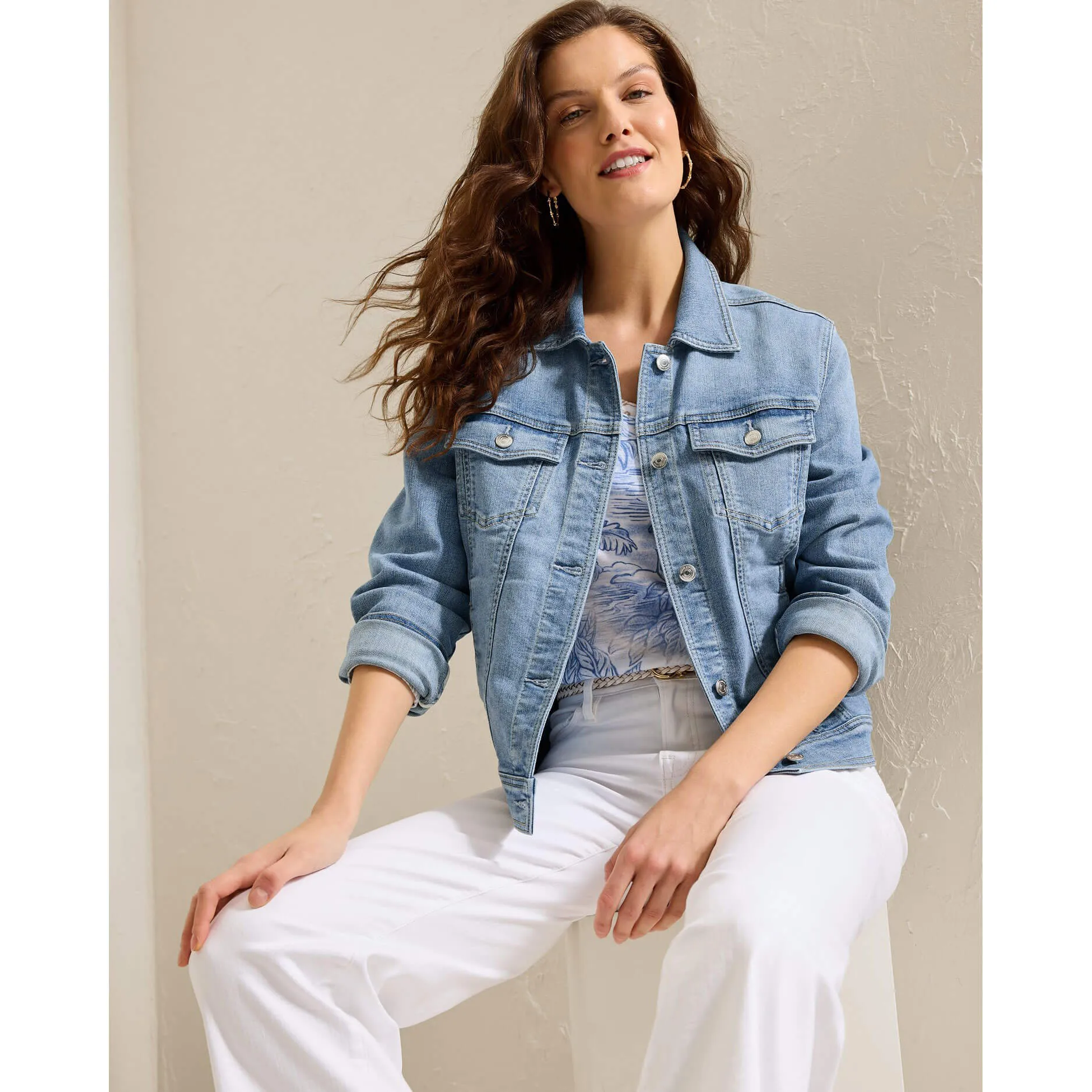 Womens Tommy Bahama Sportswear Tommy Bahama Women's New Classic Jean Jacket - Amalfi Coast Wash