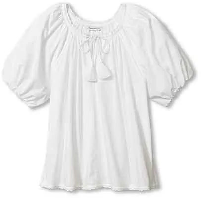 Womens Tommy Bahama Sportswear Tommy Bahama Women's Oceana Puff Short Sleeve Split Neck Top - White