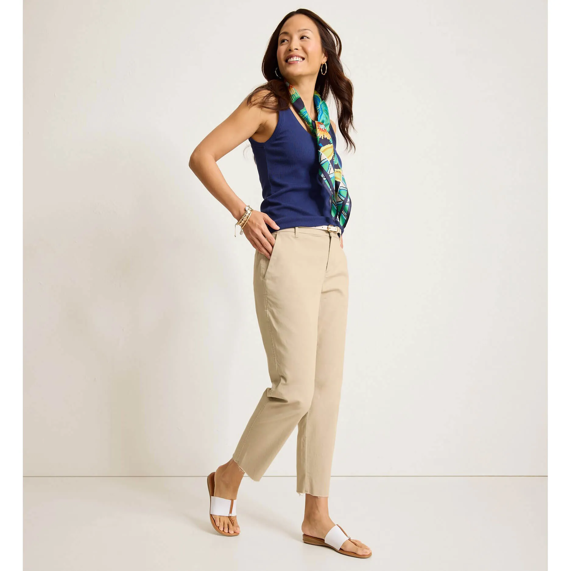 Womens Tommy Bahama Sportswear Tommy Bahama Women's Raw Edge Crop Chino Pants - Khaki Sand