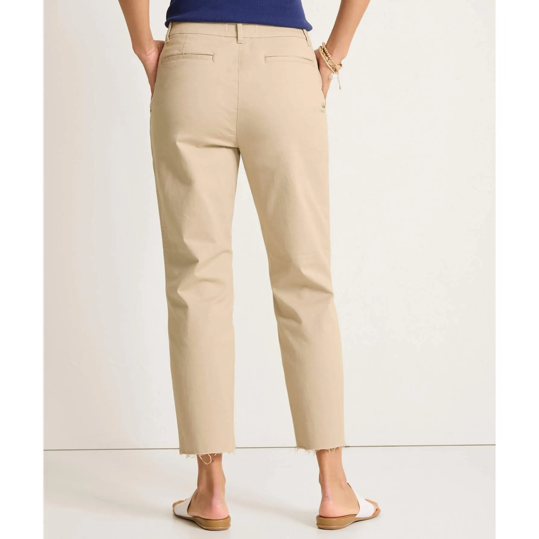 Womens Tommy Bahama Sportswear Tommy Bahama Women's Raw Edge Crop Chino Pants - Khaki Sand