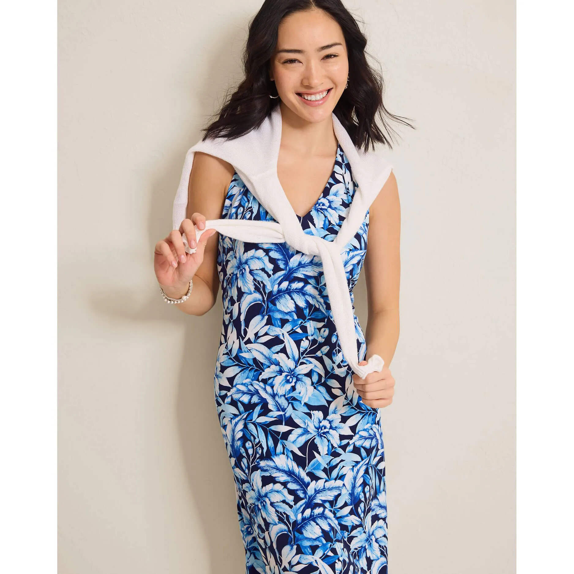 Womens Tommy Bahama Sportswear Tommy Bahama Women's Sandy Flora Fresco Short Dress - Coastline