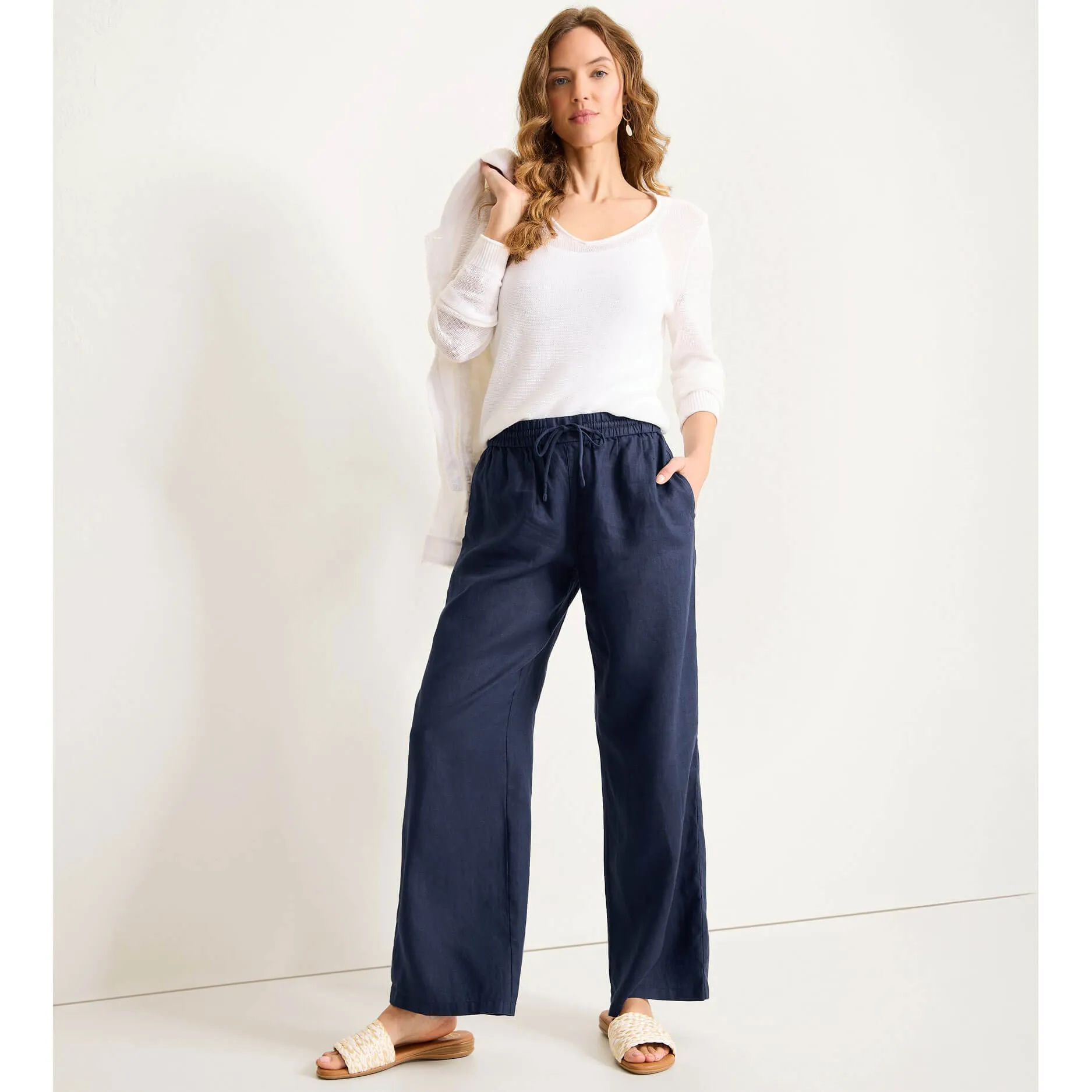 Womens Tommy Bahama Sportswear Tommy Bahama Women's Two Palms Easy Linen Pants - Coastline