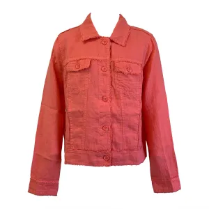 Womens Tommy Bahama Sportswear Tommy Bahama Women's Two Palms Raw Edge Linen Jacket - Melon Berry