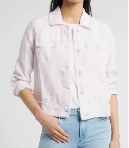 Womens Tommy Bahama Sportswear Tommy Bahama Women's Two Palms Raw Edge Linen Jacket - Touch Of Pink