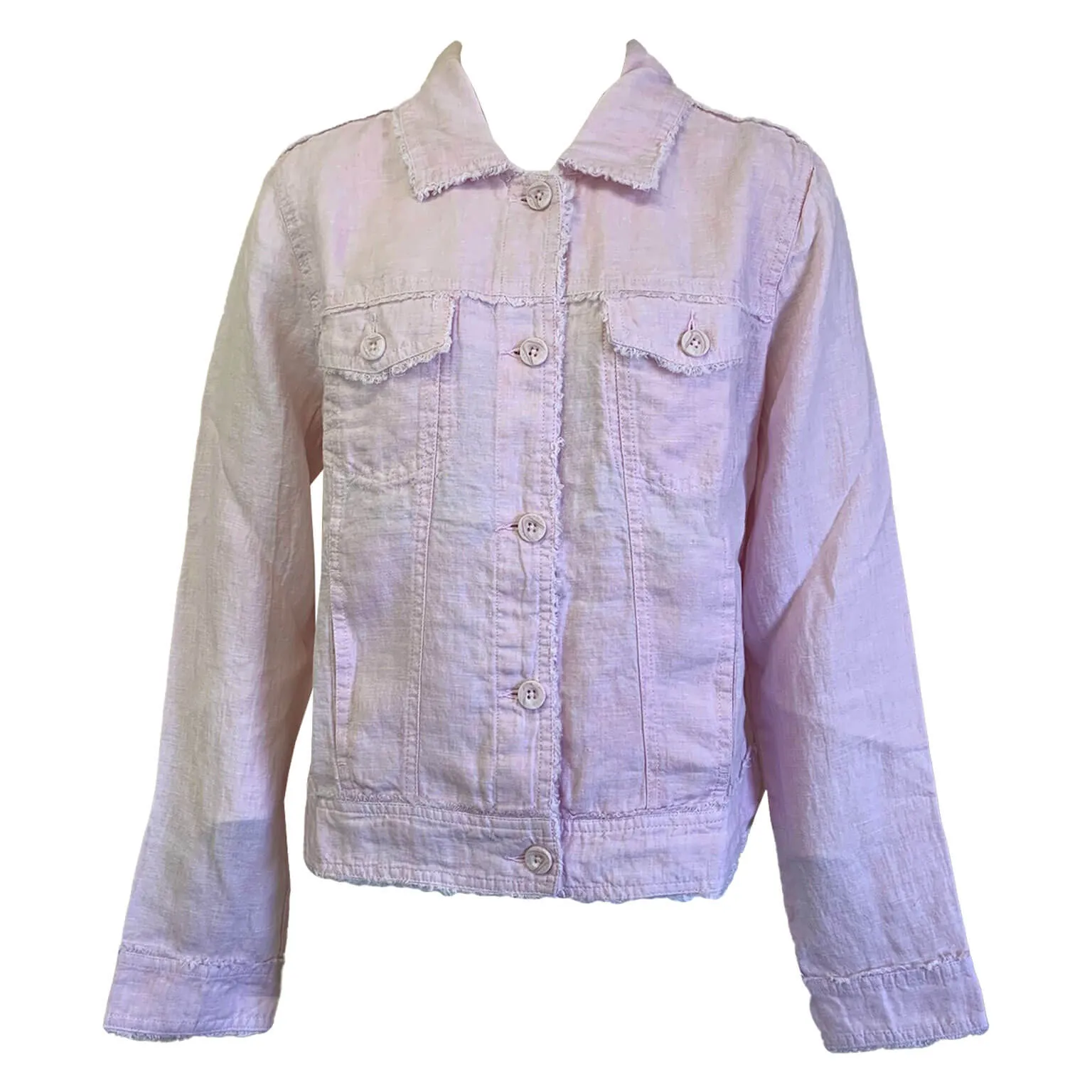 Womens Tommy Bahama Sportswear Tommy Bahama Women's Two Palms Raw Edge Linen Jacket - Touch Of Pink