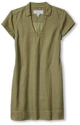 Womens Tommy Bahama Sportswear Tommy Bahama Women's Two Palms Ss Collared Linen Dress - Dark Fern