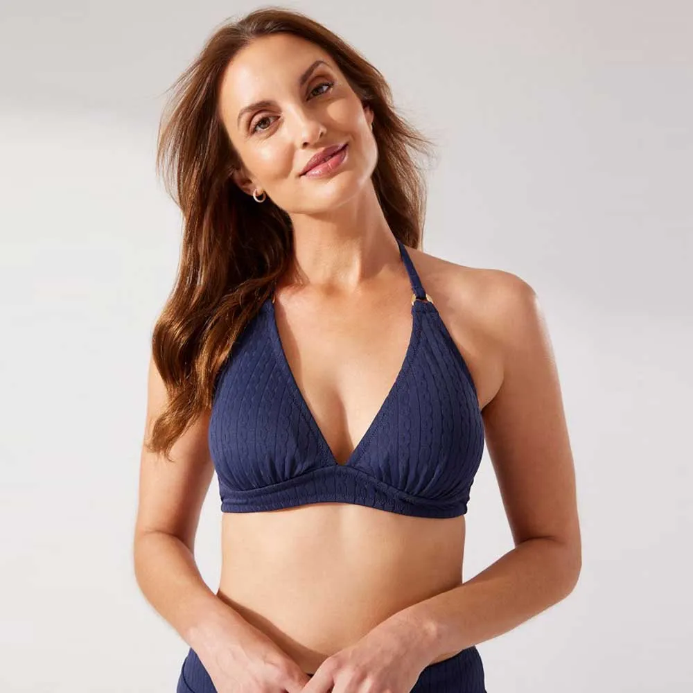 Womens Tommy Bahama Swimwear Tommy Bahama Cable Beach Halter Top - Mare Navy