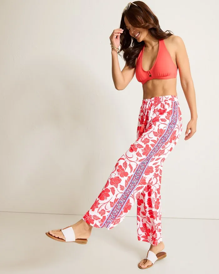 Womens Tommy Bahama Swimwear Tommy Bahama Fiori Border Pants Cover Up - White