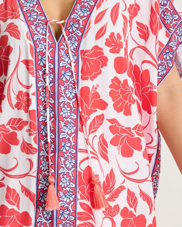 Womens Tommy Bahama Swimwear Tommy Bahama Fiori Border Tunic Cover Up - White