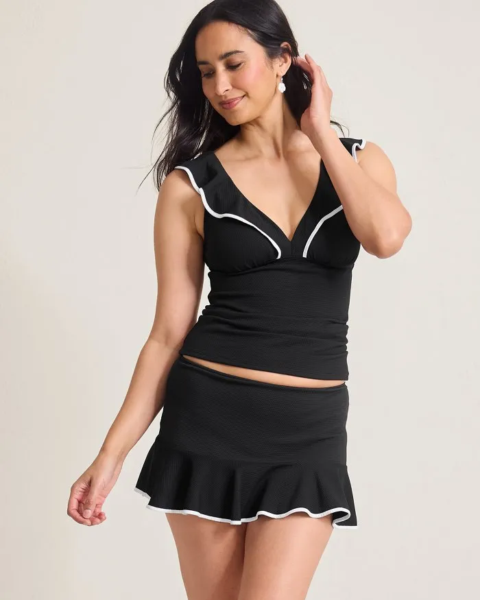 Womens Tommy Bahama Swimwear Tommy Bahama Island Cays Cabana High Waist Skirted Bottom - Black